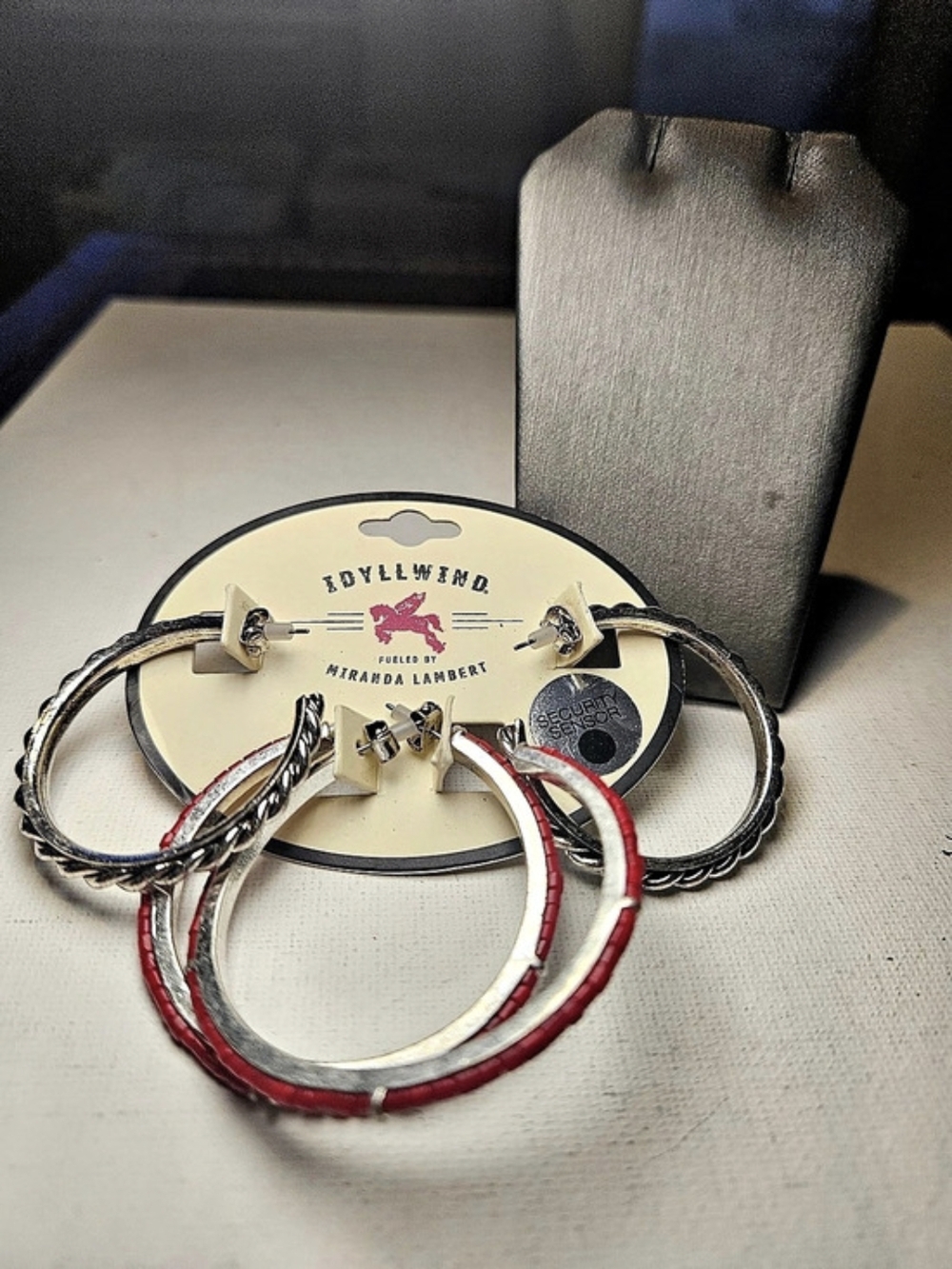 IDYLLWIND By Miranda Lambert Silver & Red Hoop Earrings